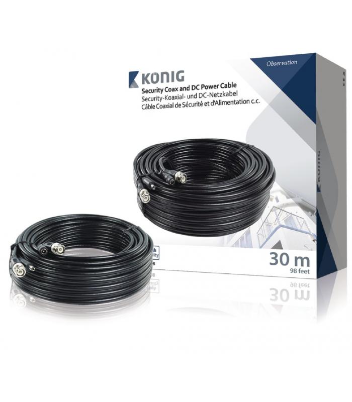 König SAS-CABLE1030B Coax-kabel Rg59 voor Beveiligingscamera en Dc-voeding 30,0 M